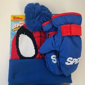 Toddler Spidey amazing friends 2pcs Cold Weather Set Hat, Ski Mitten